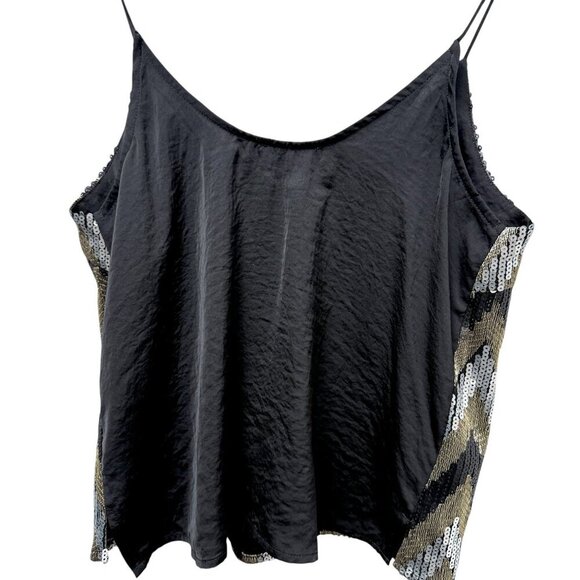 ASTR Sequin Top Medium Camisole Gold Black Silver Sleeveless Cami Zigzag Tank - Picture 5 of 10